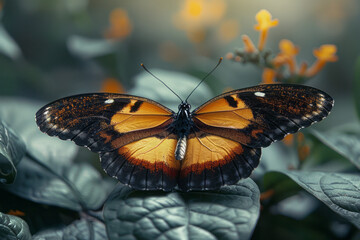 Fototapete - A butterfly whose wings are living canvases, with patterns that shift and change as it flutters,