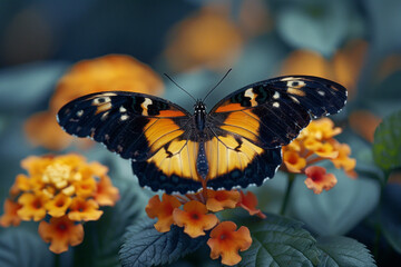 Aufkleber - a butterfly whose wings are living canvases, with patterns that shift and change as it flutters,