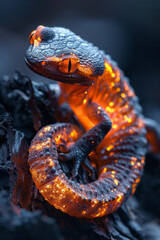 Poster - A salamander that glows like molten lava, its body a flowing, dynamic sculpture of reds and oranges,