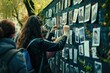 © evgenia_lo - People at a memorial wall with photos, engaged in an act of remembrance. 4th of July, american independence day, happy independence day of america , memorial day concept