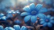 Close Up of Blue Flowers on a Branch