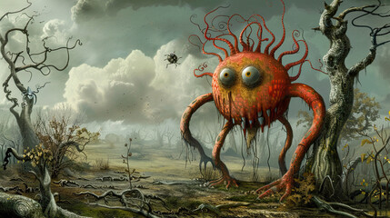 Wall Mural - Surreal funny monster
