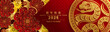 Happy chinese new year 2025 the snake zodiac sign with flower,lantern,asian elements snake logo red and gold paper cut style on color background. Translation : happy new year 2025 year of the snake .