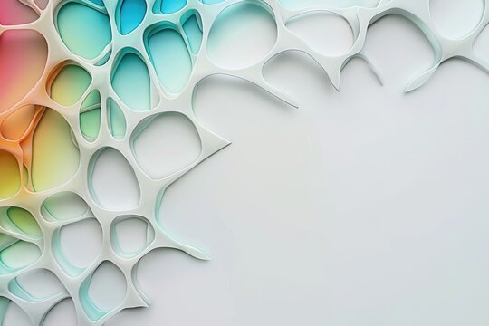 3D rendering of a colorful and complex organic structure, made of interlocking and overlapping shapes and patterns AIG51A.