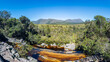 Panoramic View of a Serene Mountain Stream Landscape