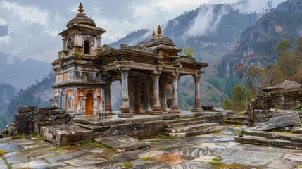 Wall Mural - Tunganath Temple nested in the Garhwal range of the Hill