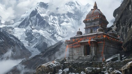 Wall Mural - Tunganath Temple nested in the Garhwal range of the Hill