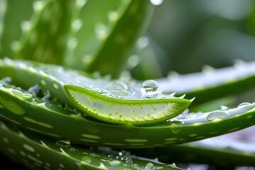 Poster - Hydrating Aloe vera care. Herbal plant. Generate Ai