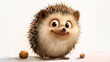   A sketch of a smiling hedgehog surrounded by acorns on the ground