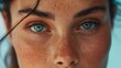 © mashimara - Close-up of a young woman with natural makeup and freckles, ideal for beauty, skincare, and wellness content.