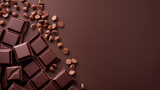 Fototapeta  - Schokolade brauner Hintergrund isoliert Welttag und internationaler Tag der Schokolade am 07. Juli Generative AI