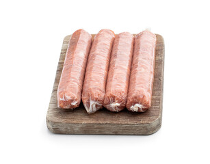 Poster - Raw pork sausages isolated on white background