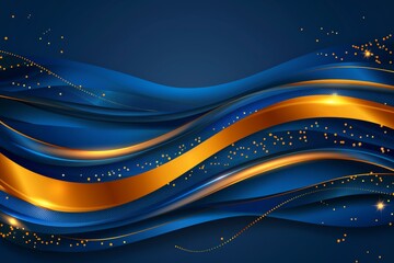 Aufkleber - Golden abstract layers on blue background  creative banner design with ample copy space