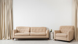 Fototapeta Sport - Interior comfortable design classic and modern chair , beige sofa , white color wall