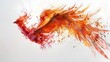 ascend anew: a vibrant phoenix rises from the ashes in full flight, symbolizing rebirth and renewal against a stark white background