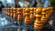 Hiring concept image, chess pieces on board with shallow depth of field, rank strategy structure subordinate teamwork