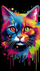 Wall Mural - colorful cat face abstract art