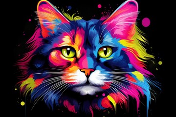 Vibrant and colorful cat portrait