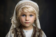 Portrait of a young boy with blond hair wearing traditional clothes