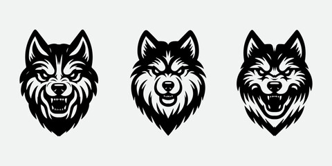 Wall Mural - Wolf head illustration collection design templates