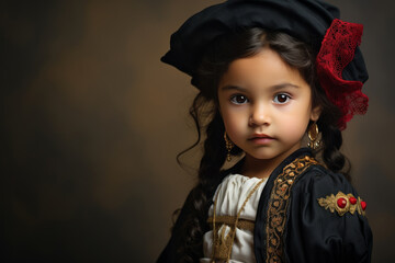 Wall Mural - Portrait of a latin girl dressed in bright traditional dress