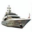 A Luxurious Yacht, A Symbol Of Opulence, Is Showcased In Profile Against A White Backdrop, Illustrations Images