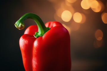 Wall Mural - Red pepper. Red bell pepper on a dark glare background