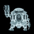 heavy metal mech ball have a gun on white background in rear view