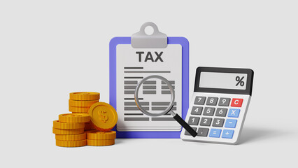 Tax concept. Tax form to fill out personal income tax return to pay taxes. State tax. Financial research. data analysis, documents, reports, tax returns, calculations