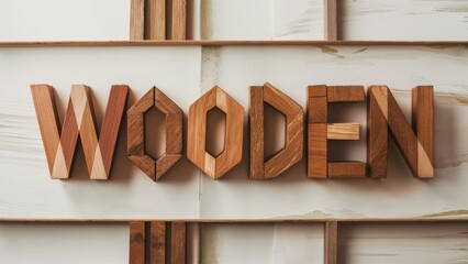 Fototapete - A close up of a wooden sign that says wood, AI