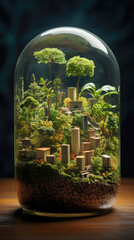 Wall Mural - A glass vase with a miniature city inside