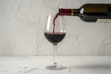 Wall Mural - A bottle of wine is poured into wine glass