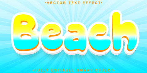 Poster - Cute Colorful Beach Vector Fully Editable Smart Object Text Effect