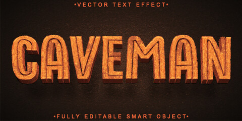 Poster - Brown Caveman Vector Fully Editable Smart Object Text Effect