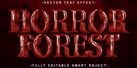Poster - Red Horror Forest Vector Fully Editable Smart Object Text Effect