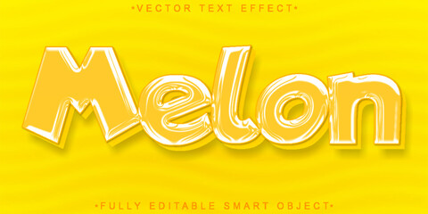 Wall Mural - Cartoon Orange Fruit Melon Vector Fully Editable Smart Object Text Effect