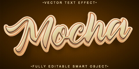 Poster - Brown Cream Coffee Mocha Vector Fully Editable Smart Object Text Effect