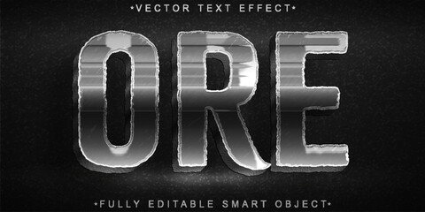 Poster - Silver Iron Ore Vector Fully Editable Smart Object Text Effect