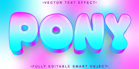 Poster - Cartoon Pony Vector Fully Editable Smart Object Text Effect