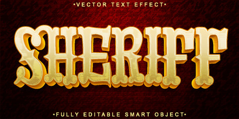 Sticker - Western Sheriff Vector Fully Editable Smart Object Text Effect