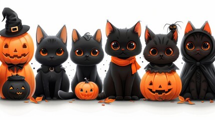 Wall Mural - Modern Illustration Collection of Cute Yet Scary Halloween Characters