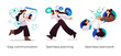 Teamwork tools and approach for successful business - set of concept illustrations. Visual stories collection