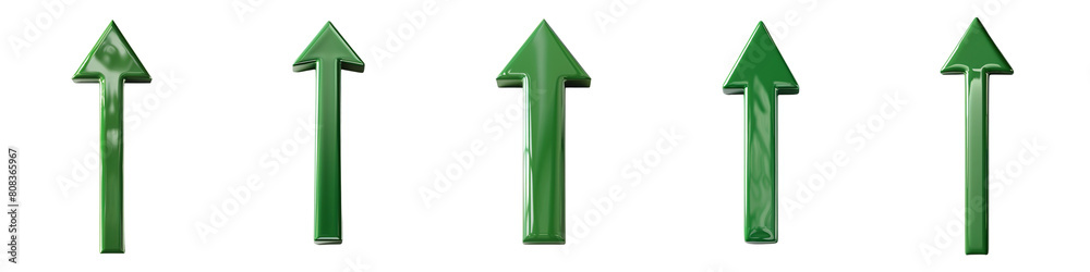 Set of A green arrow pointing up on a transparent background Stock ...