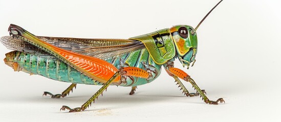 Cricket close up on white background, pests insects concept, banner