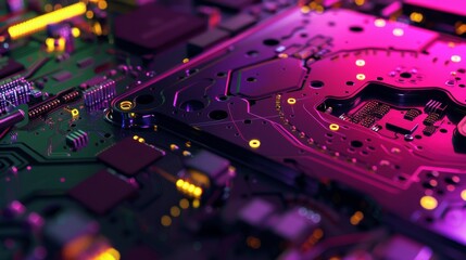 Wall Mural - High-resolution close-up of circuit board in vibrant colors