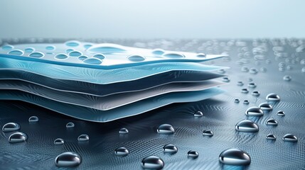 Illustration of five layers of waterproof material, designed to highlight features like moisture prevention and heat reflection