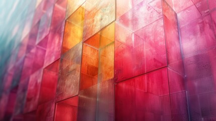 Wall Mural - Geometric abstract colorful glass wall background