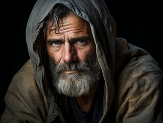 Sticker - Weathered face of a mature man with a beard