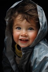 Poster - Joyful child in hooded jacket