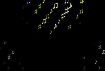 Wall Mural - Dark Green vector texture with musical notes.